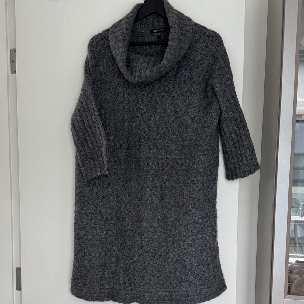 Eileen Fisher oversized Charcoal Cowl Neck Sweater dress